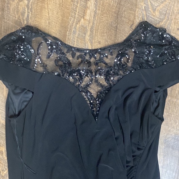 ENFOCUS STUDIOS LACE AND SEQUIN TOP FULL BACK ZIPPER SHORT SLEEVE DRESS SZ 16 - Picture 13 of 15